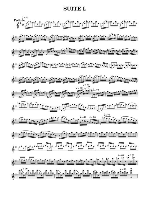 Cello Suite No.1 in G Major BWV 1007 for Treble Clef Instrument / Violin