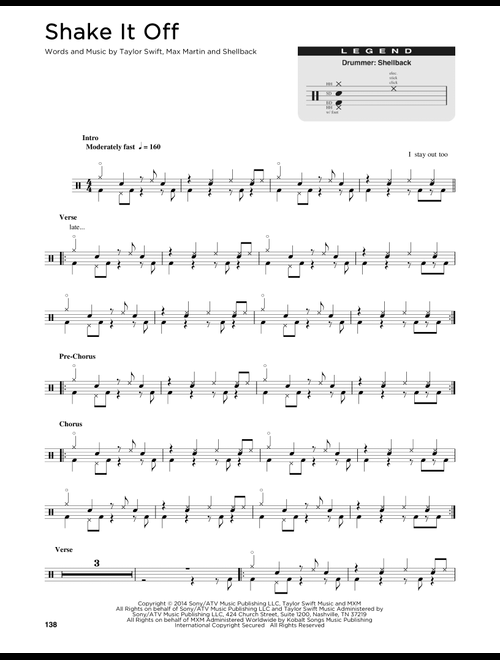 Shake It Off - Taylor Swift (Drum Chart)