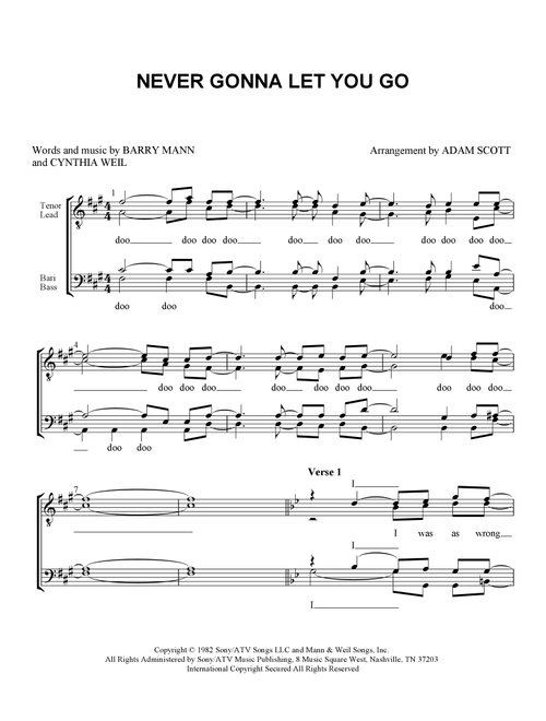 Never Gonna Let You Go (Arr. Adam Scott) - Sergio Mendes (Choral, TTBB)