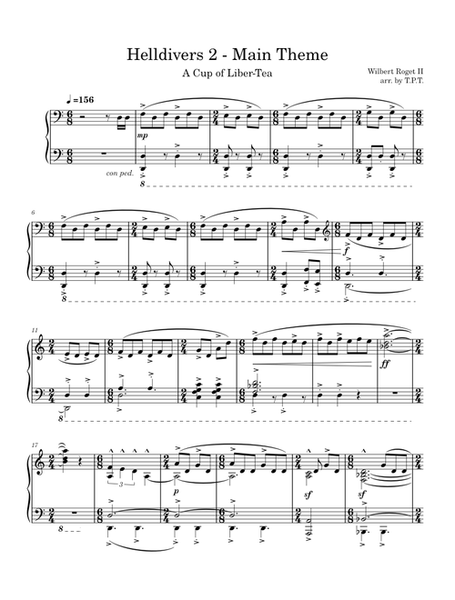 Helldivers 2 | Main Theme: "A Cup of LiberTea" - Wilbert Roget II | Piano Solo Arrangement