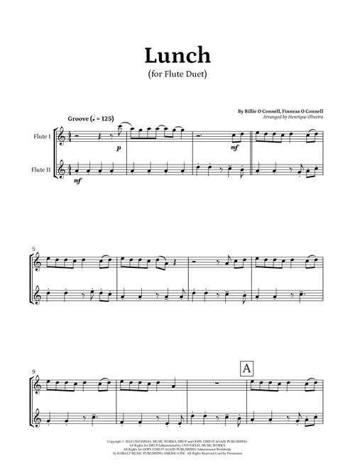 Lunch (Arr. Henrique Oliveira) - Billie Eilish (Flute Duet)