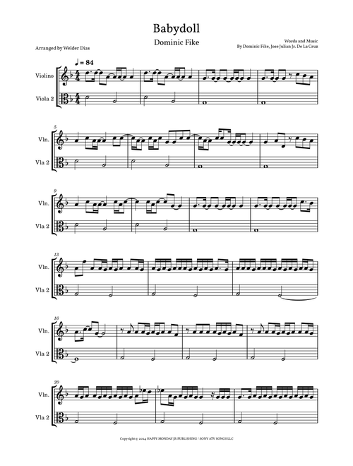 Babydoll (Arr. Welder Dias) - Dominic Fike (Instrumental Duet)