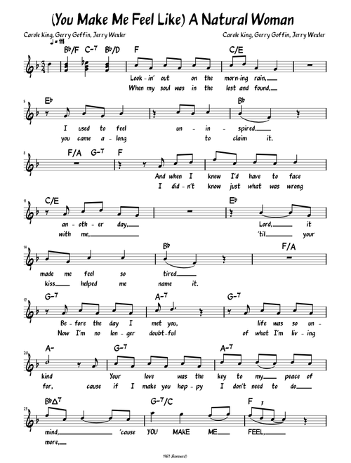 (You Make Me Feel Like) a Natural Woman (Lead sheet )