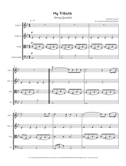 My Tribute (Arr. Sungil (Matthew) Pyeon) - Andrae Crouch (String Quartet)