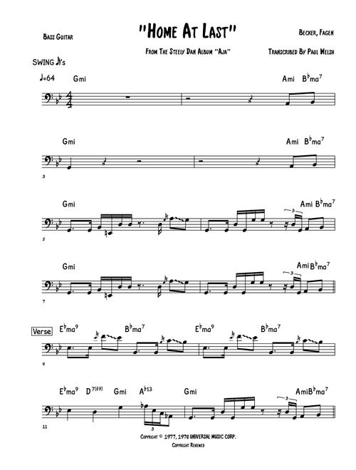 Home At Last (Arr. Accubass) - Steely Dan (Bass Tab)