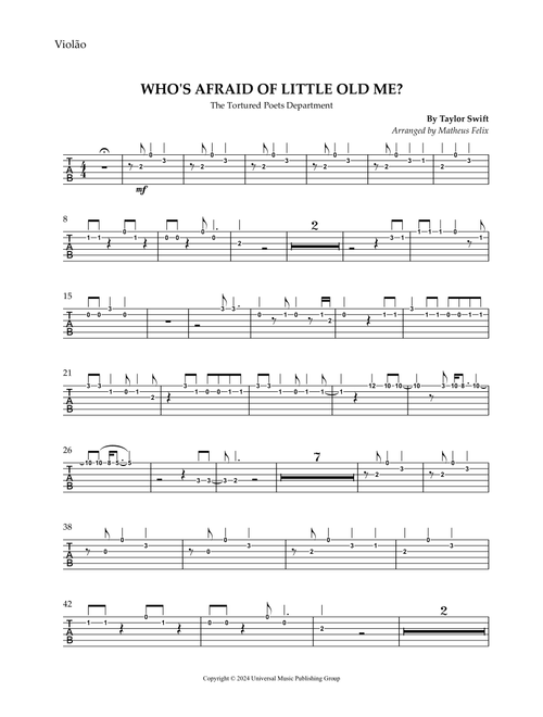 Who's Afraid Of Little Old Me? (Arr. Matheus Felix) - Taylor Swift (Guitar Tab)