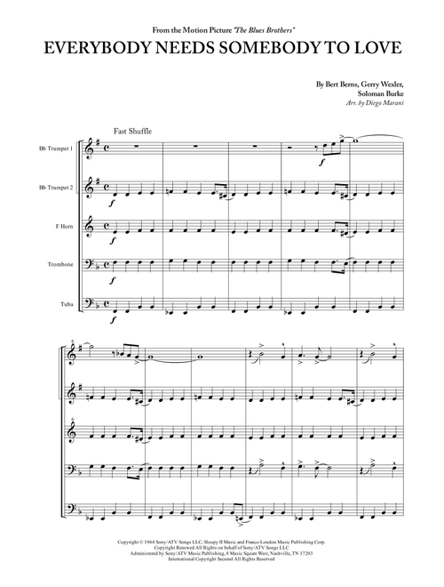 Everybody Needs Somebody To Love (Arr. Diego Marani) - The Blues Brothers (Brass Ensemble)