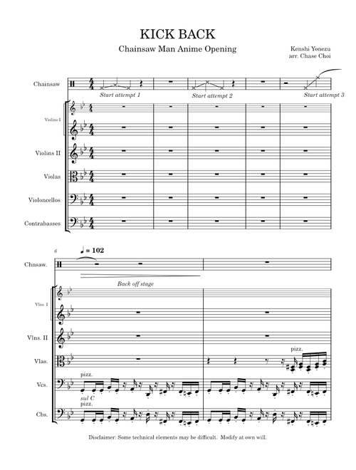 KICK BACK – Kenshi Yonezu (米津 玄師) Kick Back - Kenshi Yonezu arr.  String Orchestra