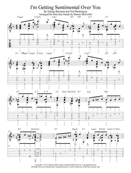 I'm Getting Sentimental Over You (Arr. Dennis McCorkle) - Tommy Dorsey And His Orchestra (Guitar Tab)