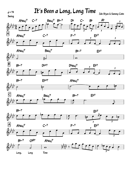 It's Been a Long Long Time Lead Sheet