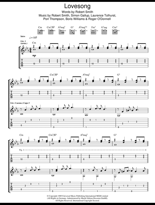Lovesong - Adele, The Cure (Guitar Tab)