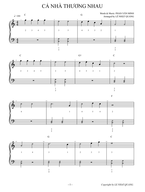 CẢ NHÀ THƯƠNG NHAU (Arr. Le Nhat Quang) - Various (Easy Piano)
