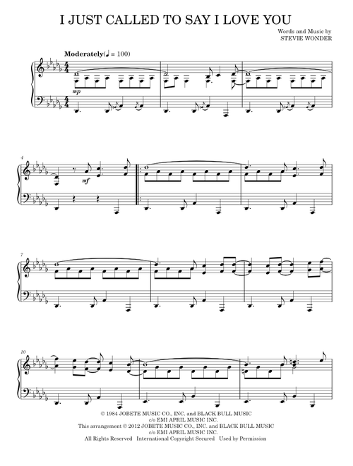 I just called to say i love you - Stevie Wonder (Piano Solo)