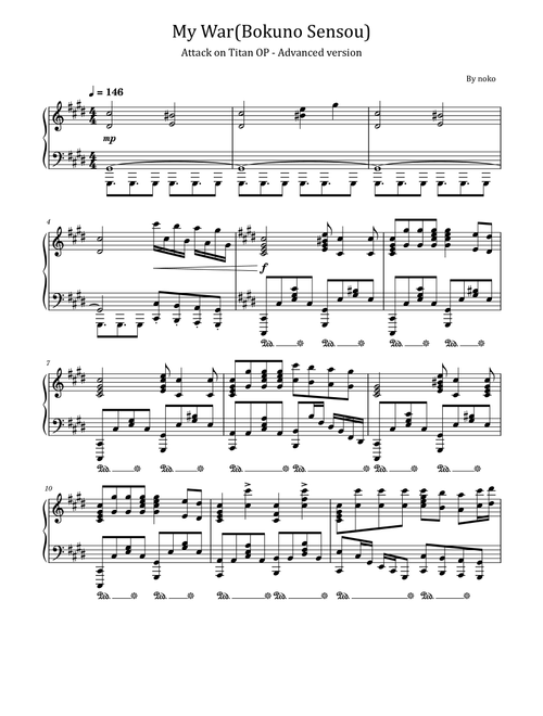 Bokuno Sensou (Arr. poon) - Shinsei Kamattechan (Piano Solo)
