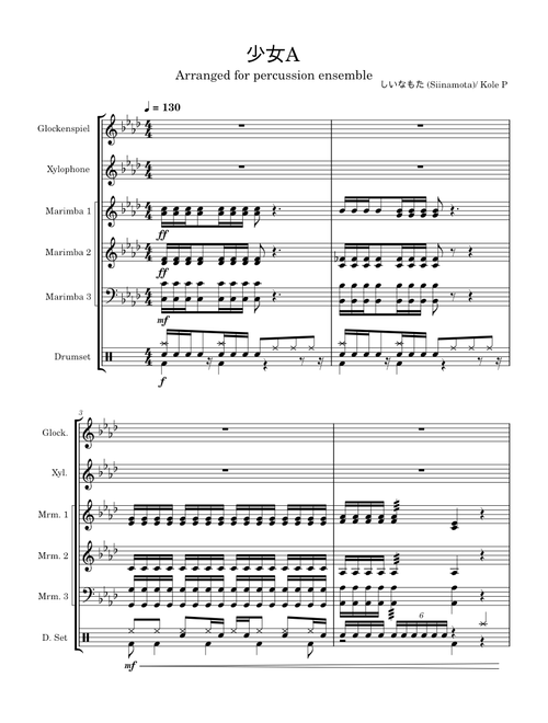 Young Girl A – siinamota Young Girl A For Percussion Ensemble
