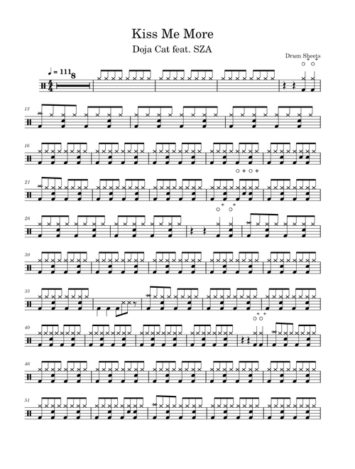 Kiss Me More - Doja Cat feat. SZA / Drum Sheet Music