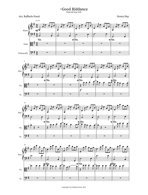 Good Riddance (Time Of Your Life) - Score Only (Arr. Raffaele Fonzi) - Green Day (Small Ensemble)