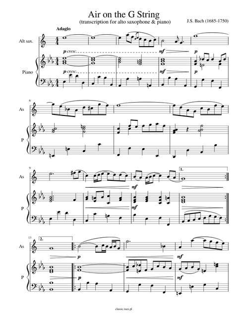 Air 'on the G string', Orchestral Suite No. 3 in D major, BWV 1068 – Johann Sebastian Bach