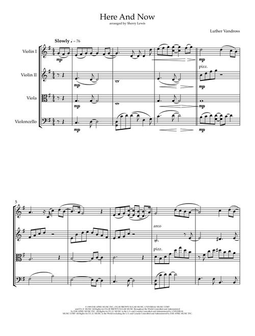 Here And Now (Arr. Sherry Lewis) - Luther Vandross (String Quartet)