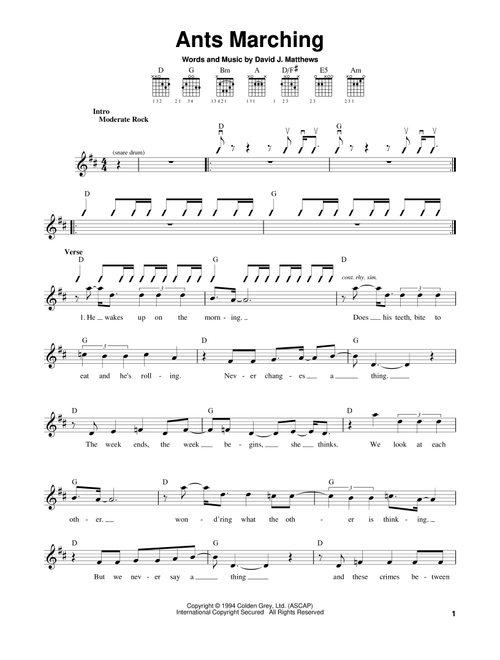 Ants Marching - Dave Matthews Band (Easy Guitar)