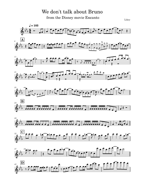 We Don't Talk About Bruno - for solo flute in C