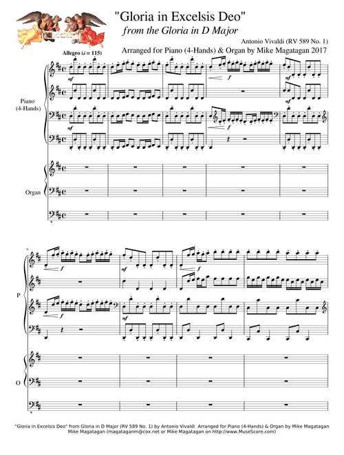 Gloria in Excelsis Deo from Gloria in D Major RV 589 No 1 for Piano 4 Hands Organ 1