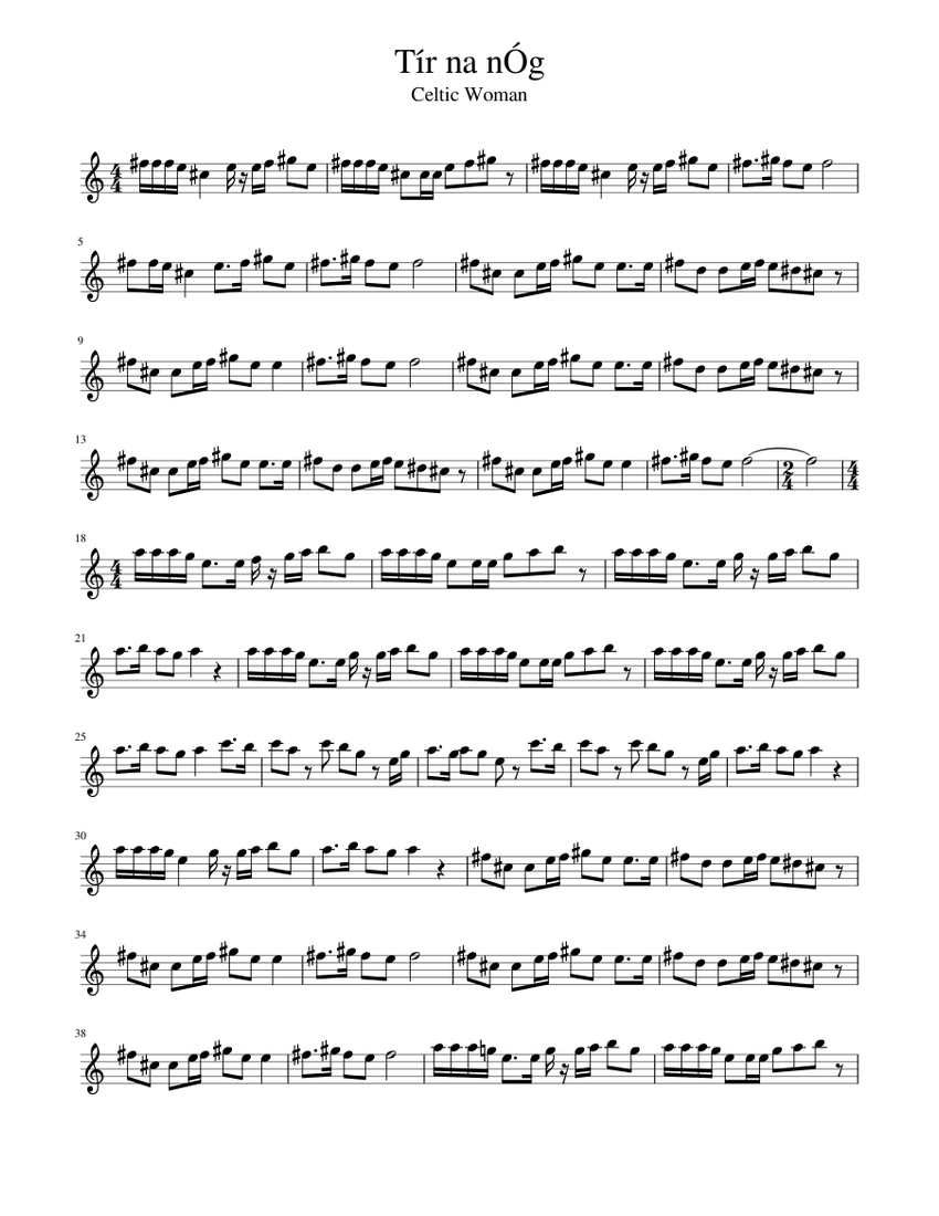 Tír na nÓg Celtic Woman Sheet music for Violin (Solo)