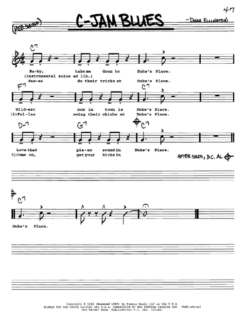 C-Jam Blues - Duke Ellington (Real Book - Melody-Chords-Lyrics)