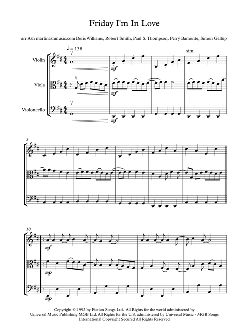 Friday I'm In Love (Arr. Martin Ash) - The Cure (String Ensemble)