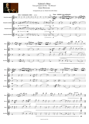 Gabriel's Oboe (For Sax Quartet) Sheet Music for Saxophone alto ...