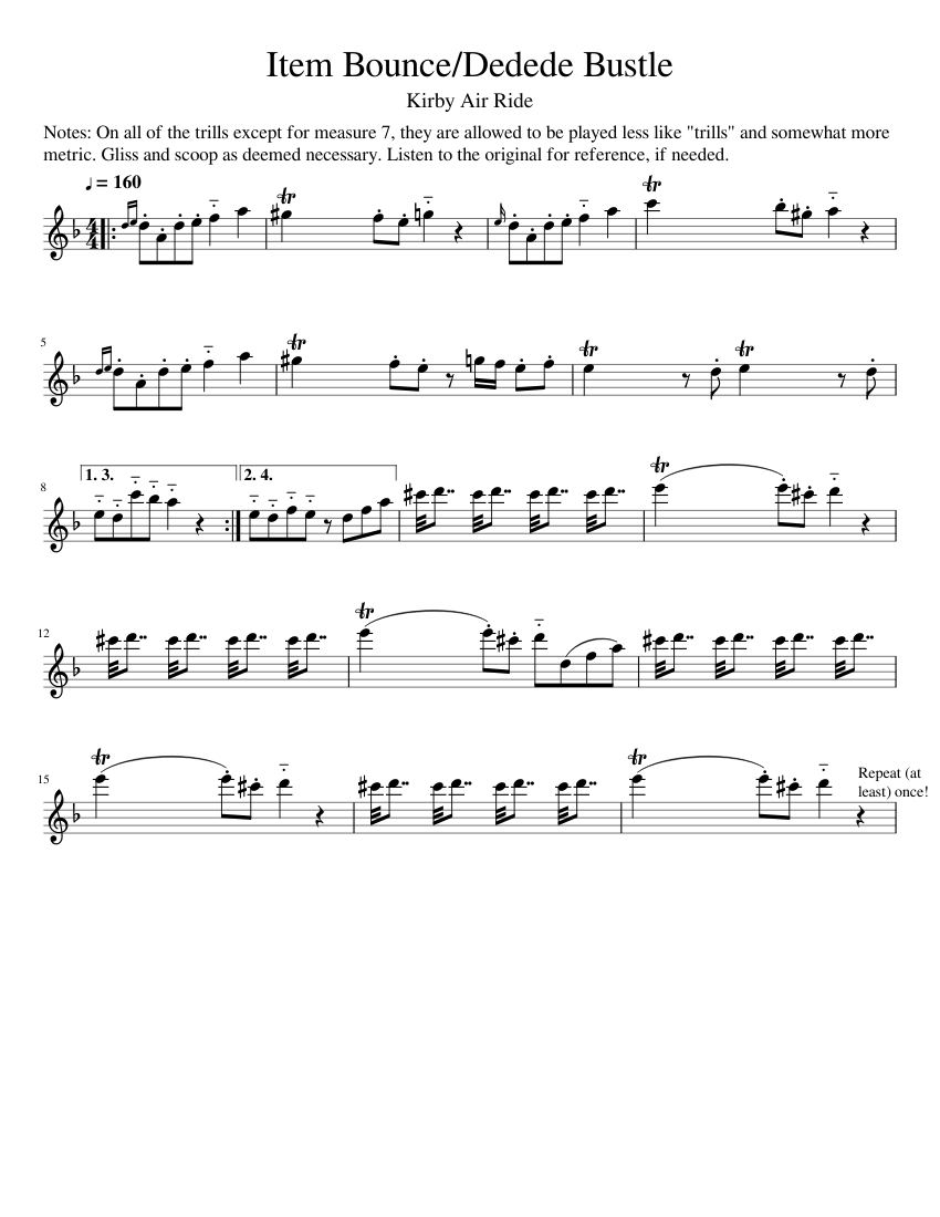 Item Bounce/Dedede Bustle Sheet music for Clarinet other (Solo) |  