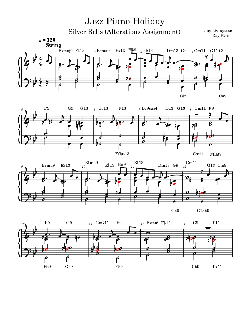 Jazz Piano Holiday Bb alterations Sheet music for Piano (Solo