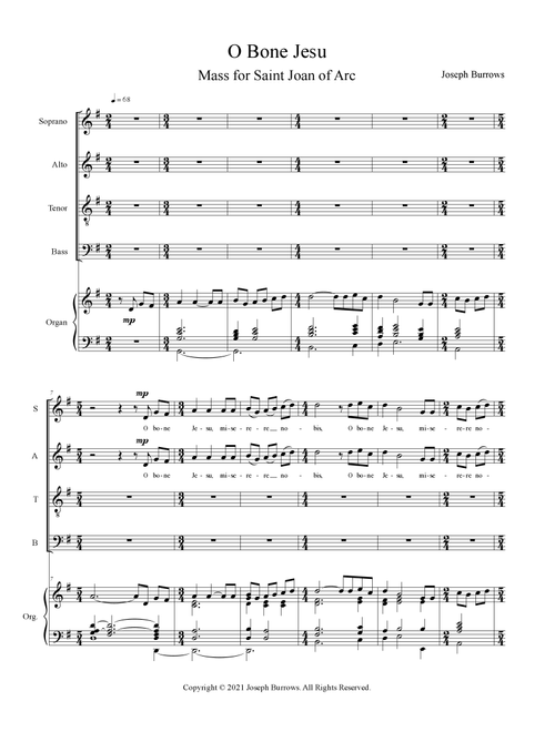 O Bone Jesu - Vocal Score - Joseph Burrows (Choral, SATB divisi)