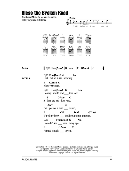 Bless The Broken Road - Rascal Flatts (Guitar Chords-Lyrics)