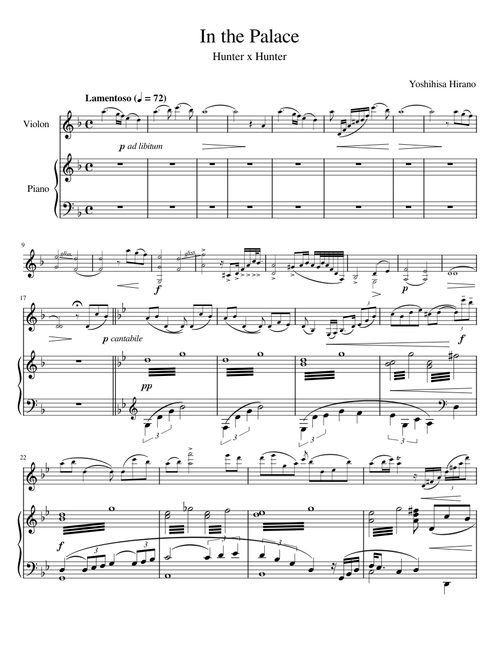 In the Palace - Lamentoso & Agitato (piano accompaniment) – Yoshihisa Hirano