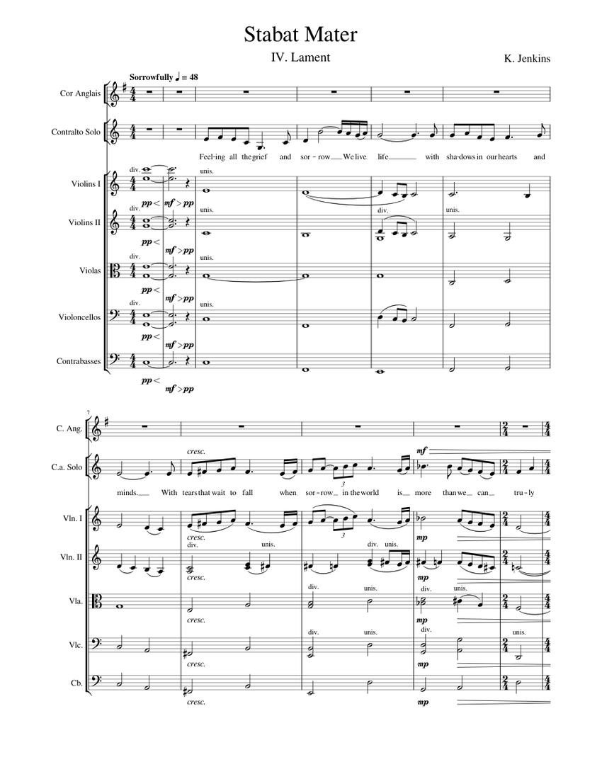 Stabat Mater IV. Lament Karl Jenkins Sheet music for Alto, Oboe