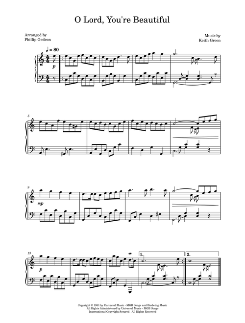 O Lord, You're Beautiful (Arr. Phillip Gedeon) - Keith Green (Piano Solo)