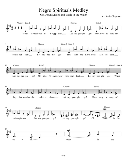 Negro Spirituals Medley: Go Down Moses and Wade in the Water