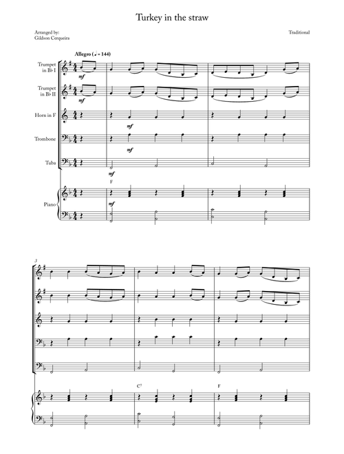 Turkey in the straw (Arr. Gildson Cerqueira) - Traditional (Brass Ensemble)
