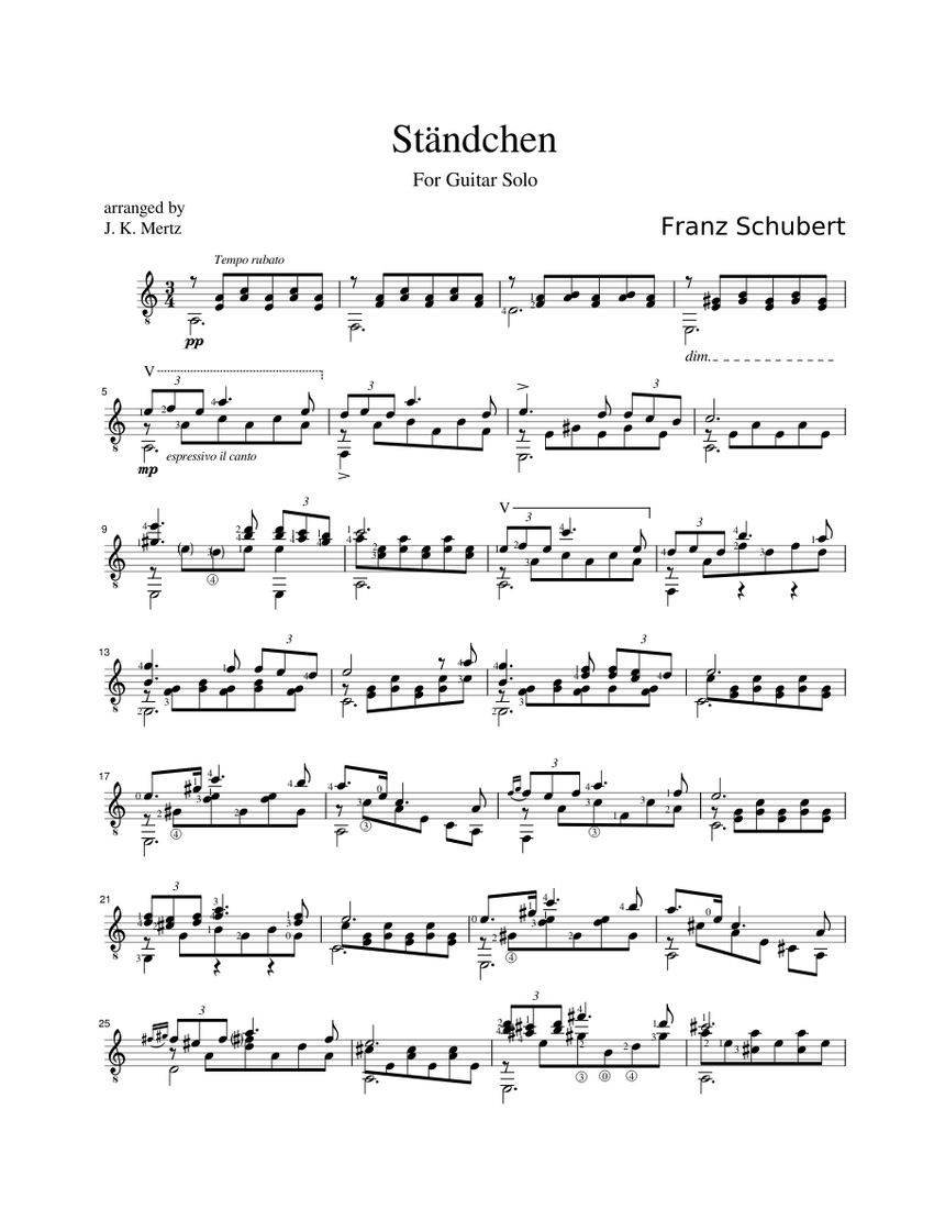 Standchen - F.Schubert Sheet Music for Guitar (Solo) | MuseScore.com