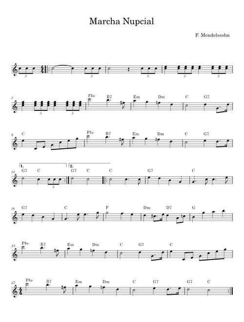 Marcha Nupcial - J S Bach, G F Handel, Franz Schubert, Antonio Vivaldi, Jeremiah Clarke, Felix Mende