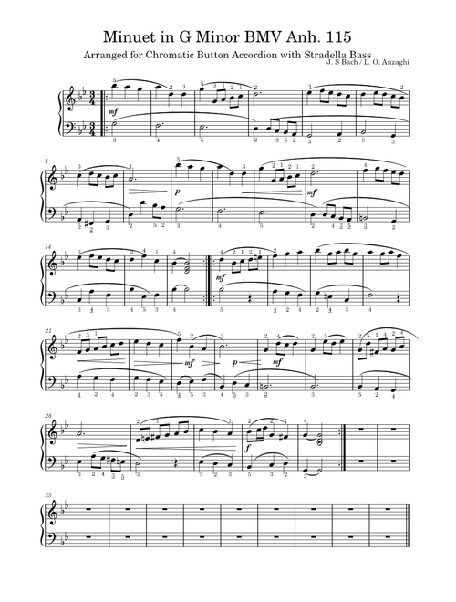 Minuet in g minor bwv anh 115 – Johann Sebastian Bach Johann Sebastian Bach Minuet in G Minor Anh. 115