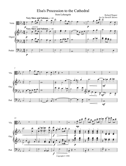 Elsa's Procession to the Cathedral (from Lohengrin) for Viola and Organ (Arr. David Brown) (Viola and Piano)