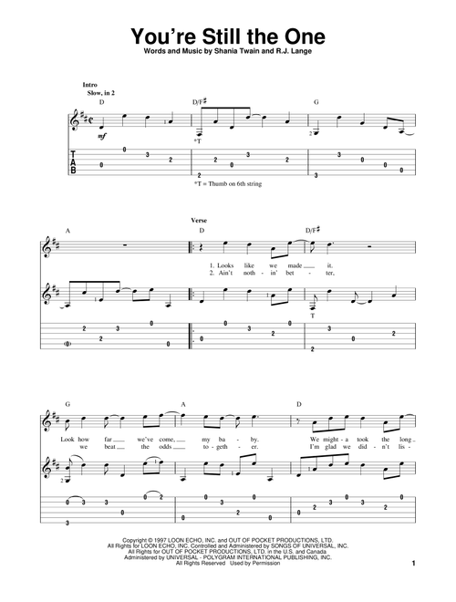 You're Still The One - Shania Twain (Solo Guitar)