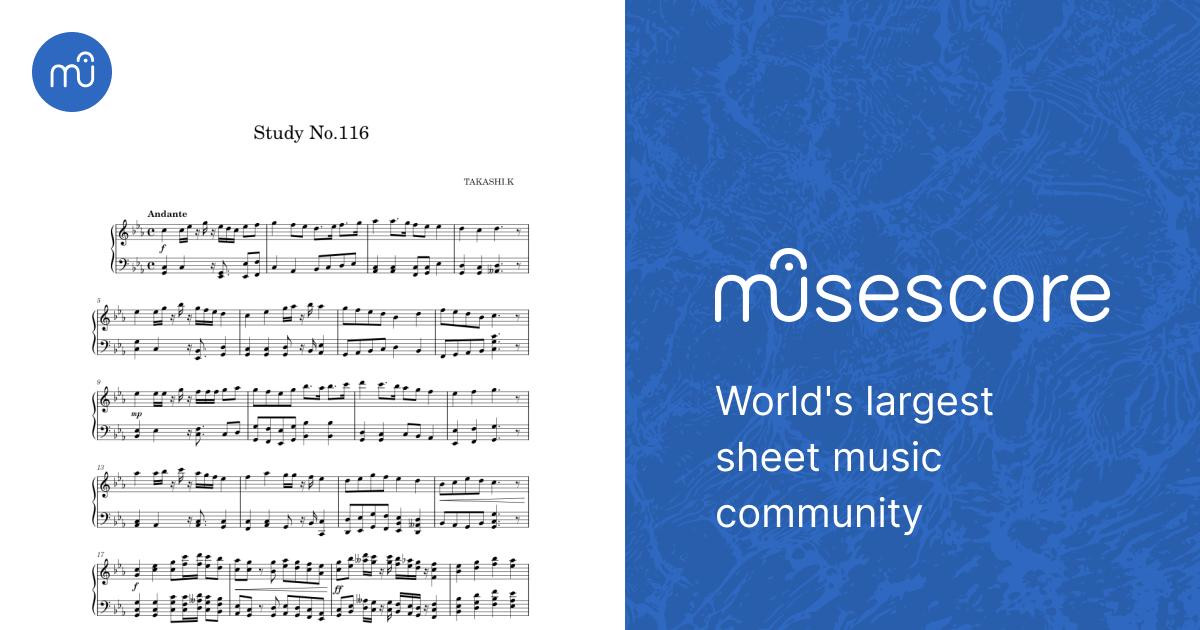 Study No.116 (Original Composition) Sheet Music for Piano (Solo