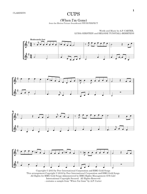 Cups (When I'm Gone) (from Pitch Perfect) - Anna Kendrick (Clarinet Duet)