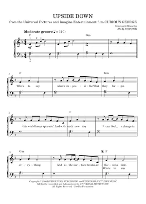 Upside Down Sheet music for Piano, Guitar, Bass guitar, Drum Upside Down Sheet music for Piano, Guitar, Bass guitar, Drum