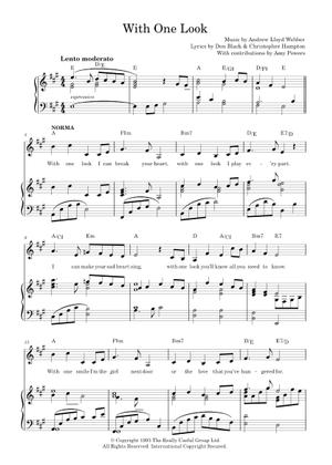 Play Official version of With One Look Sheet Music by Andrew Lloyd ...
