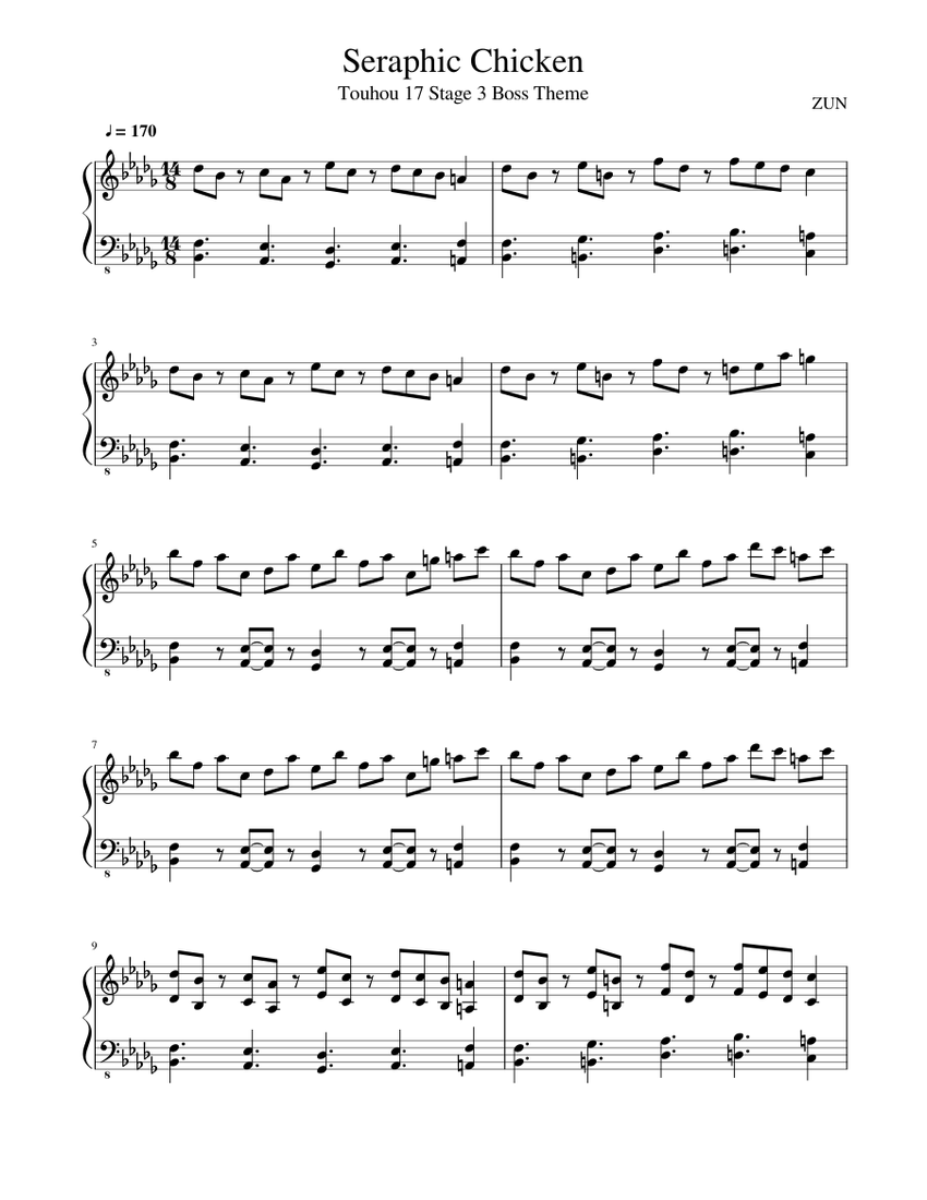 最も 割引 東方鬼形獣] - for music Sheet Sheet Piano Chicken Seraphic その他