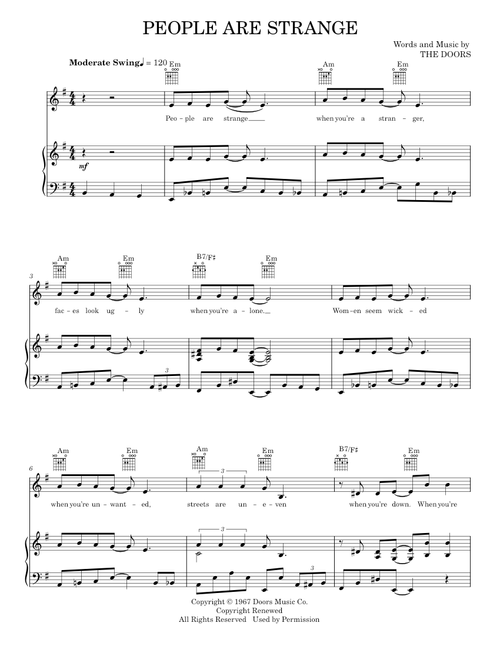 People are strange - The Doors (Piano-Vocal-Guitar)